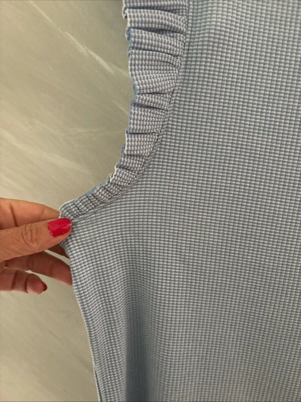 J. Crew Light Blue Pleated Sleeve Knit Top